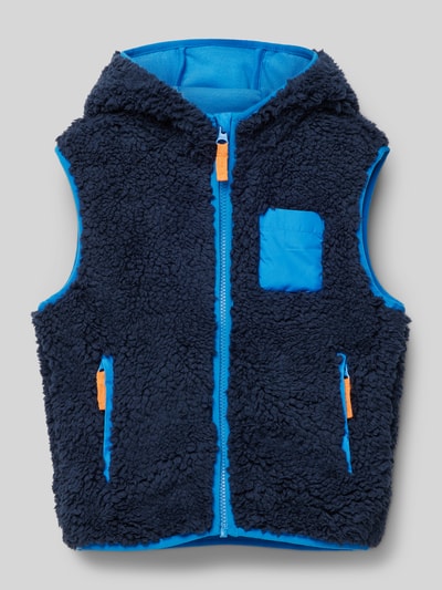 s.Oliver RED LABEL Regular fit gilet in teddylook Marineblauw - 1