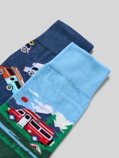 Christian Berg Men Sokken met elastische ribboordjes in een set van 2 paar Rookblauw - 2