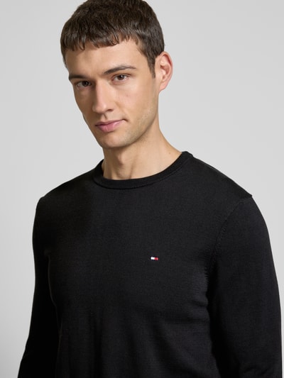 Tommy Hilfiger Gebreide pullover met logostitching Zwart - 3