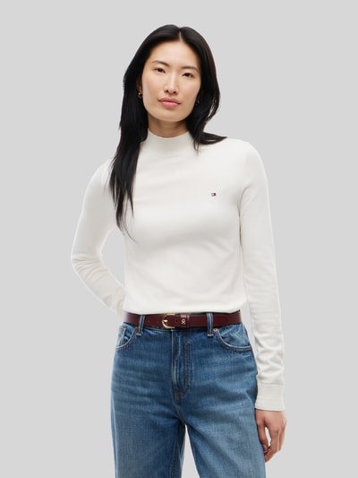 Tommy Hilfiger Slim Fit Langarmshirt mit Mock Neck Offwhite 4