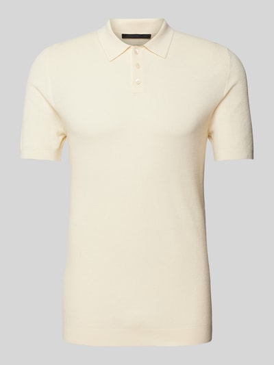 Drykorn Slim Fit Poloshirt mit Strukturmuster Modell 'Triton' Offwhite 2