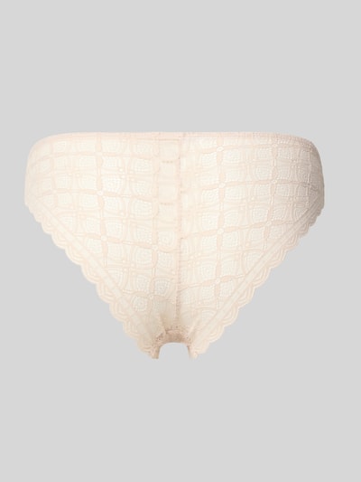 Produktfoto, Slip mit Spitzenbesatz und Schleife von Jake*s Casual in zartem Beige mit floraler Struktur und feiner Textur, Rückansicht