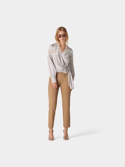 Self-Portrait Wickelbluse mit Streifenmuster Offwhite 1