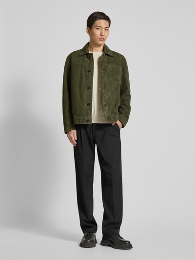 Strellson Blouson in leerlook, model 'Flint' Olijfgroen - 1