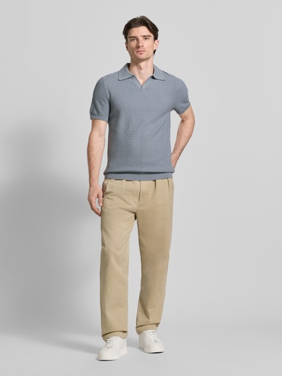 Jake*s Studio Men Poloshirt mit Polokragen und V-Ausschnitt Rauchblau 1