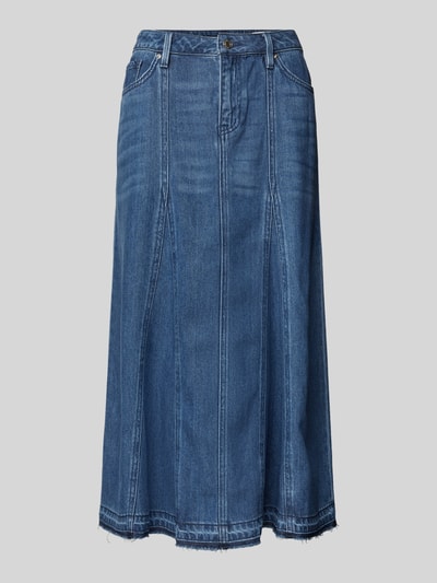 s.Oliver RED LABEL Uitlopende midirok in denim met gerafelde zoom, model 'SKIRT' Jeansblauw - 2