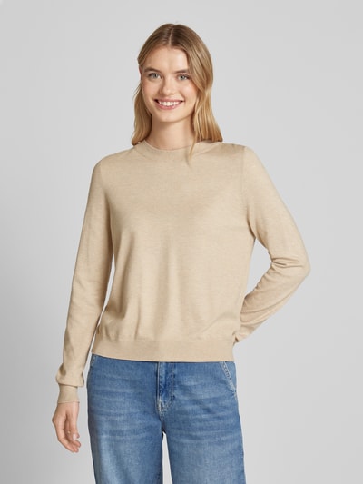 s.Oliver RED LABEL Cropped Strickpullover aus Viskose-Mix mit geripptem Rundhalsausschnitt Beige 4