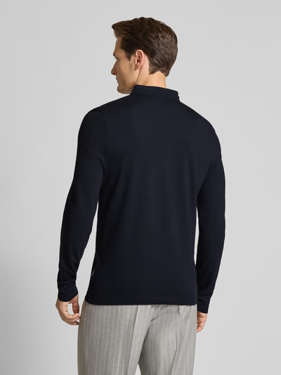 HECHTER PARIS Bluzka z długim rękawem, krótką listwą guzikową i detalem z logo Granatowy 5