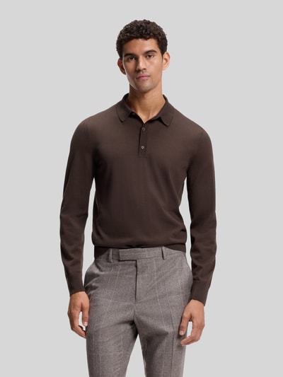 BOSS Regular Fit Poloshirt aus reiner Wolle Modell 'Lancione' Dunkelbraun 4