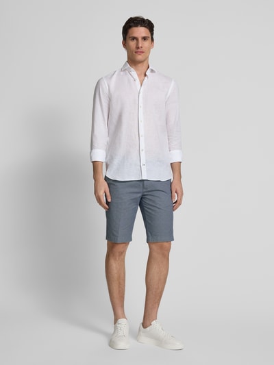 bugatti Bermuda met steekzakken, model 'Flat' Marineblauw - 1