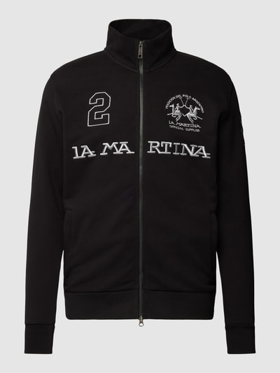 La Martina Sweatjacke mit Label-Stitching Schwarz 2