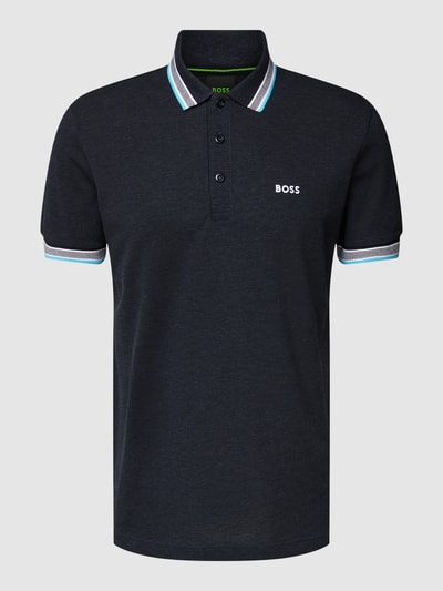 BOSS Green Poloshirt met labelstitching, model 'PADDY' Marineblauw - 2