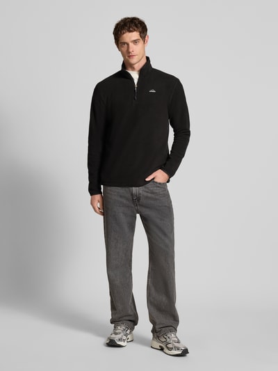 Superdry Fleecepullover mit Label-Stitching und Stehkragen Black 1