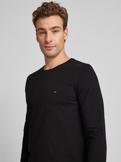 Tommy Hilfiger Regular Fit Longsleeve aus Viskose mit Label-Stitching Black 3