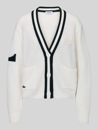 Lacoste Sport Relaxed Fit Strickjacke mit Woll-Anteil und Lyocell-Mix Weiss 2