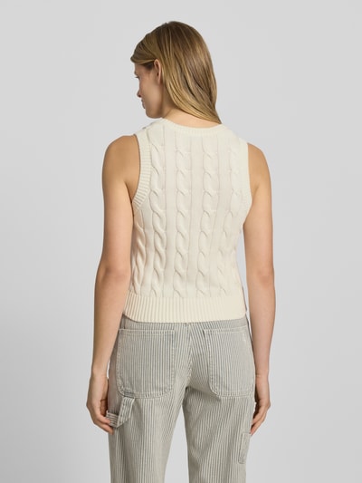 Review Pullunder mit Zopfmuster und V-Ausschnitt Offwhite 5