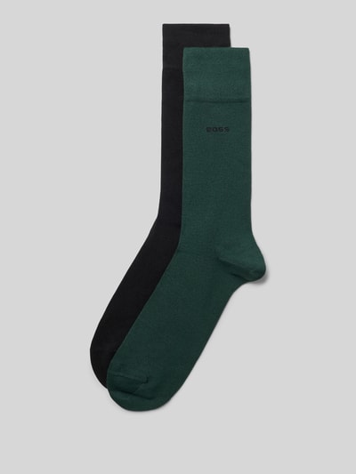 Produktfoto, Socken aus Viskose-Mix im 2er-Pack von BOSS, in Dunkelgrün und Schwarz, glatte Textur, Herren Socken von BOSS