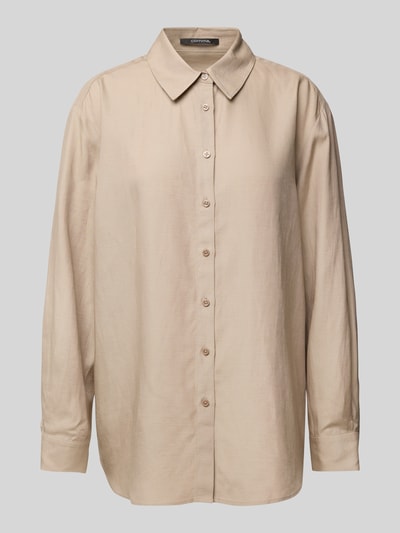 comma Bluse aus Lyocell-Mix mit Hemdblusenkragen Taupe 2