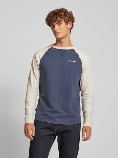 Superdry Longsleeve mit Label-Stitching Dunkelblau 4