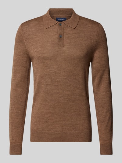 Christian Berg Men Slim fit gebreide pullover met polokraag Middenbruin gemêleerd - 2