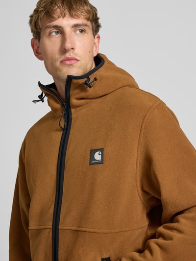 Carhartt Work In Progress Fleecejacke mit Label-Patch Modell 'Blevin' Mittelbraun 3