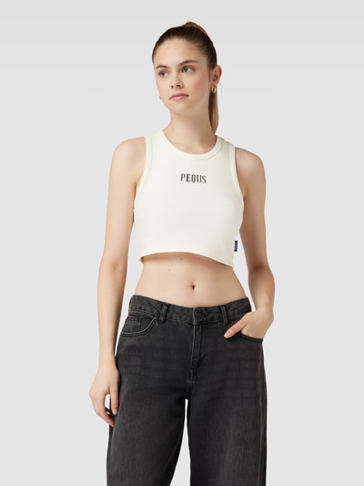 PEQUS Crop Top mit Label-Stitching Weiss 4