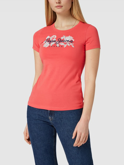 Pepe Jeans T-Shirt mit Label-Print Modell 'NEREA' Rot 4