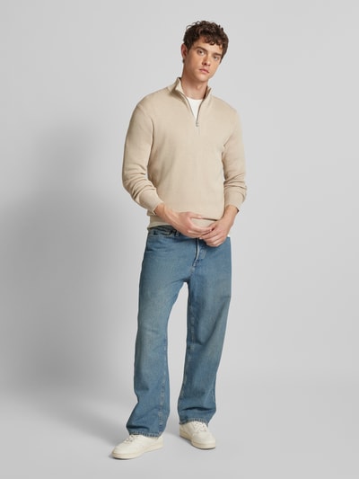 Only & Sons Regular fit gebreide pullover met opstaande kraag, model 'PHIL' Beige gemêleerd - 1