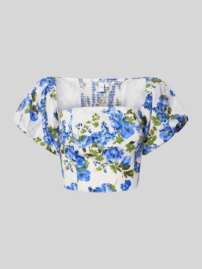 YAS Cropped Blusenshirt mit Square-Neck-Ausschnitt Modell 'SIENNA' Hellblau 2