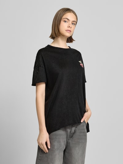 Only T-shirt o kroju oversized z czystej bawełny model ‘RIE LIFE’ Czarny 4