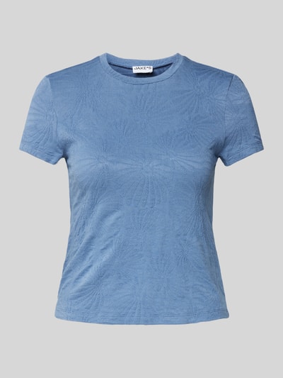 Jake*s Casual T-Shirt mit geripptem Rundhalsausschnitt Jeansblau 2