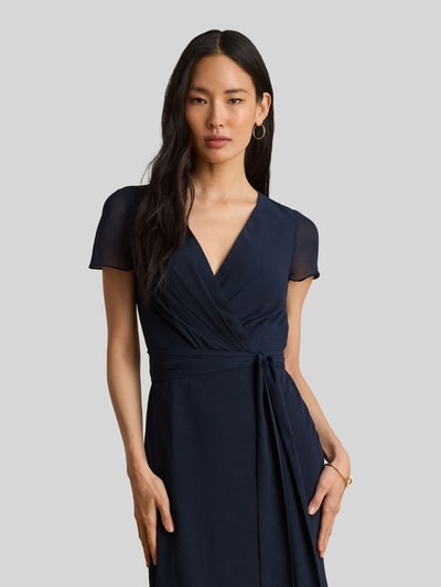 Lauren Ralph Lauren Avondjurk met strikceintuur en V-hals Donkerblauw - 1