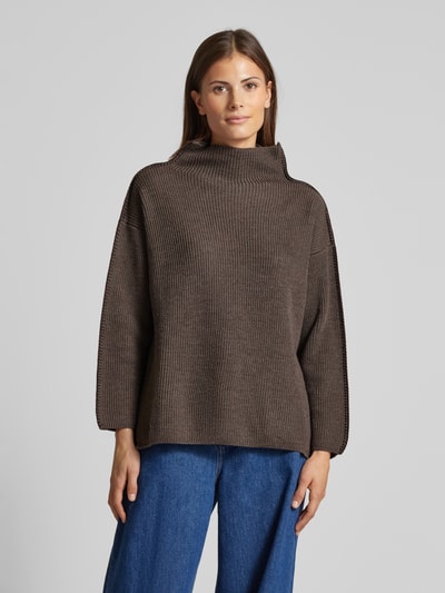 MaxMara Leisure Gebreide pullover van scheerwol met structuurmotief, model 'FANFARA' Hazelnoot - 4