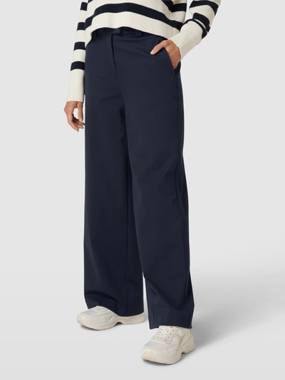 Marc O'Polo Flared stoffen broek in effen design Marineblauw - 4