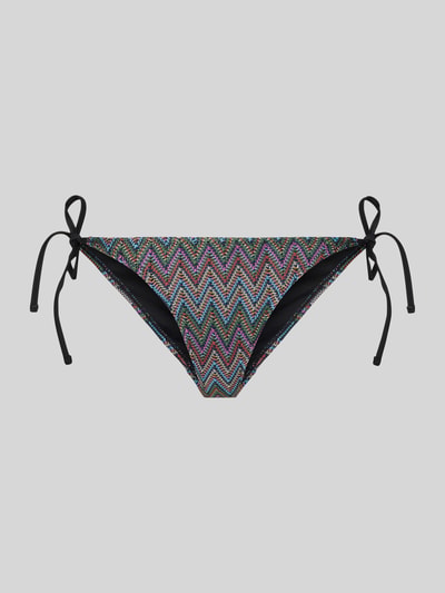 Produktfoto, Bikini-Slip mit seitlicher Schnürung Modell 'ADA' von Pieces, Optik:Allover-Muster, Damen, Verschluss: Schnürung, bunt, gezacktes Muster, glatte Oberfläche