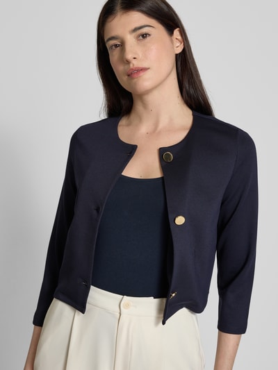 s.Oliver BLACK LABEL Boxy fit korte blazer in een viscoseriemix  Marineblauw - 3