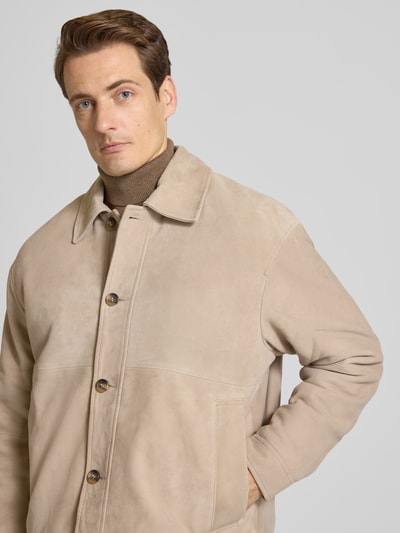 SELECTED HOMME Regular fit leren jack van echt geitensuède, model 'LANCE' Zand - 3