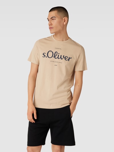 s.Oliver RED LABEL T-shirt met labelprint, model 'logo' Camel - 4