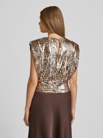 BOSS Orange Top o kroju regular fit z cekinowym obszyciem na całej powierzchni model ‘C_ILLANA’ Koniakowy 5