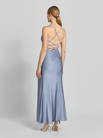 Mascara Maxikleid mit Drapierungen und Gehschlitz Hellblau 5