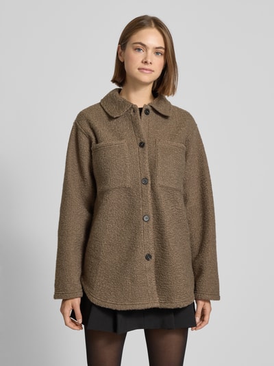 Pieces Regular Fit Jacke mit Brusttaschen Modell 'OLINE' Mittelbraun 4