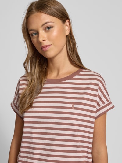 Armedangels Loose fit T-shirt van puur katoen, model 'IDAARA STRIPES' Rosé - 3