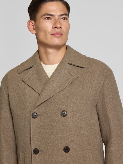 Matinique Lange jas van wolmix, model 'BURNLEY' Beige - 3