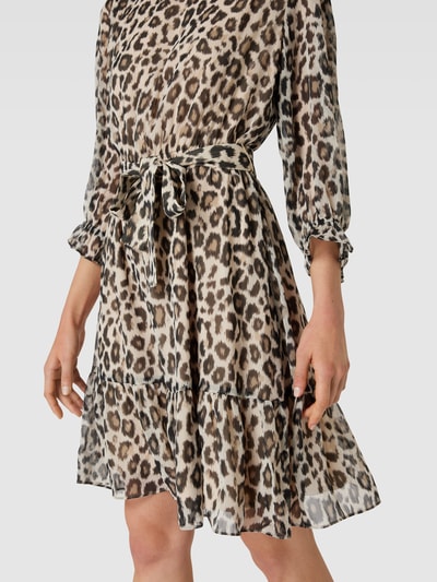 Jake*s Collection Knielanges Kleid mit Animal-Print Ecru 3