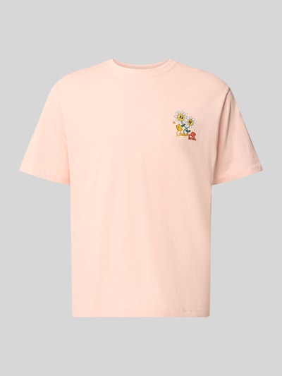 Produktfoto, T-shirt met motiefprint model 'VINTAGE CARTOON' van Jack & Jones in lichtroze, puur katoen, regular fit, ronde hals, ruglengte bij maat M 69 cm