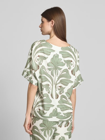 ZABAIONE Blusenshirt mit V-Ausschnitt Khaki 5