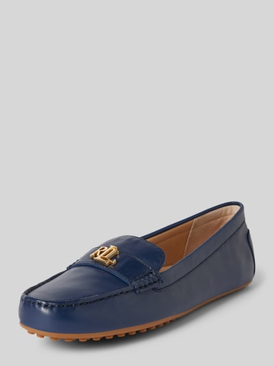 Lauren Ralph Lauren Mocassins van leer met labeldetail Marineblauw gemêleerd - 1