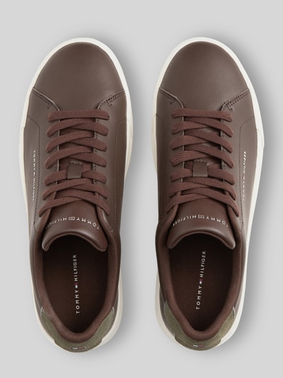 Tommy Hilfiger Sneaker aus Leder-Textil-Mix mit Label-Schriftzug Mittelbraun 4