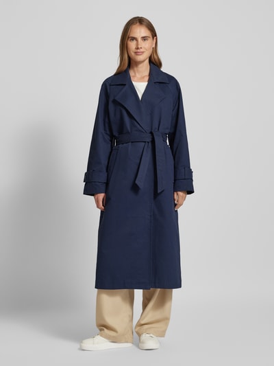 Vero Moda Outdoor Trenchcoat met strikceintuur, model 'BLOG' Marineblauw - 4