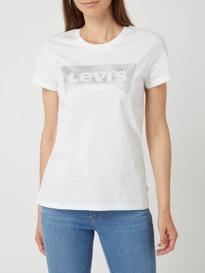 Levi's® T-shirt z bawełny z nadrukiem z logo  Biały 4